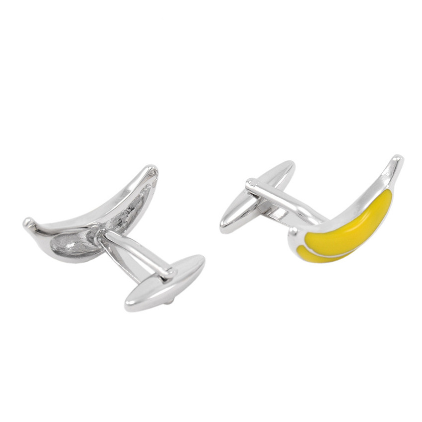 Accessory Yellow Banana cufflinks and tie clip pin set cufflinks for men bulk for men metal custom shape tie clips cuff links