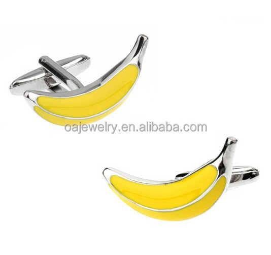 Accessory Yellow Banana cufflinks and tie clip pin set cufflinks for men bulk for men metal custom shape tie clips cuff links