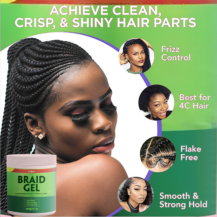 17.1oz Private Label Braiding Gel Salon Use Tames Frizz & Edges Extreme Hold Locks Twist Cornrow Braid Gel