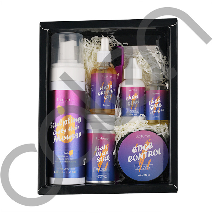 Wholesale Private Label Hair Wax Stick Kit Strong Hold Edge Control and Brush Lace Front Glue Water Proof