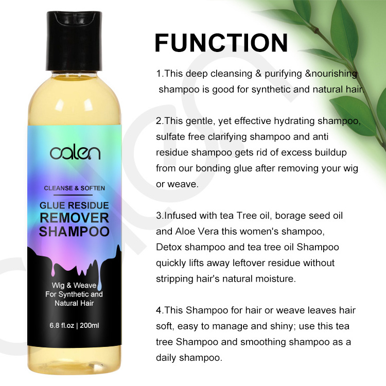 200ml OEM ODM Natural Scented Soft Fast Cleansing Lace Glue Residue Remover Shampoo Hair Lace Glue Removal Shampoo