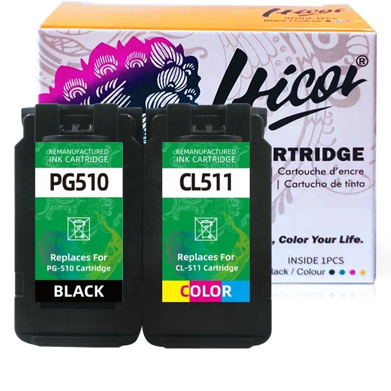 Hicor PG-510 PG510 PG 510 CL-511 CL511 CL 511 Remanufactured Black Inkjet Ink Cartridge for Canon IP2700 MP280 for Canon