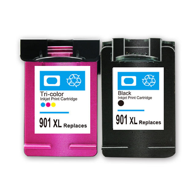 CE ISO9001  remanufactured ink cartridge 901XL black and color, reset chip compatible deskjet Printer for HP