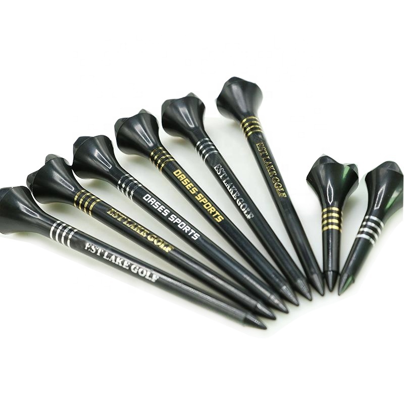 Factory Direct 4 Prongs Custom Logo Printing Black Plastic Golf Tees