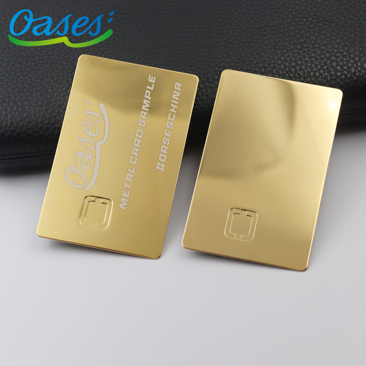 Luxury 24k Mirror Gold Blank Metal Bank Credit Card For Laser Engraving