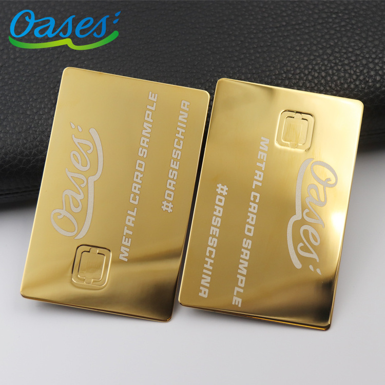 Luxury 24k Mirror Gold Blank Metal Bank Credit Card For Laser Engraving