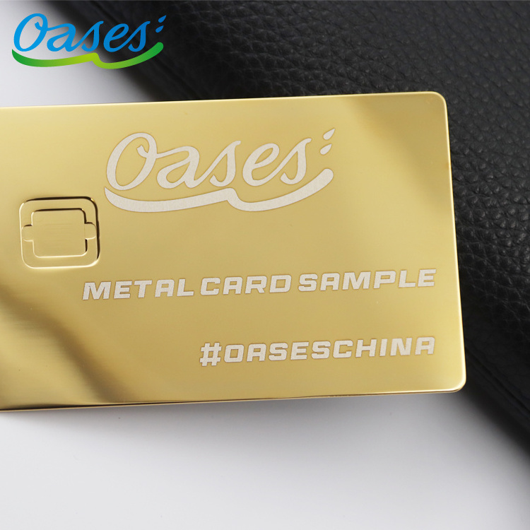 Luxury 24k Mirror Gold Blank Metal Bank Credit Card For Laser Engraving