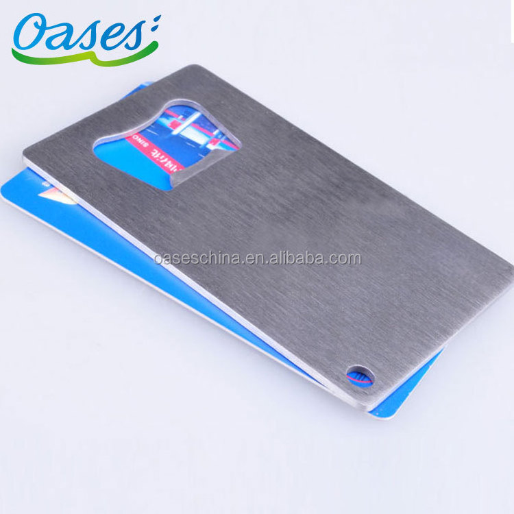 Promotional Stainless Steel  Custom Logo Credit Card Size Shape Debossed Bottle Beer Opener