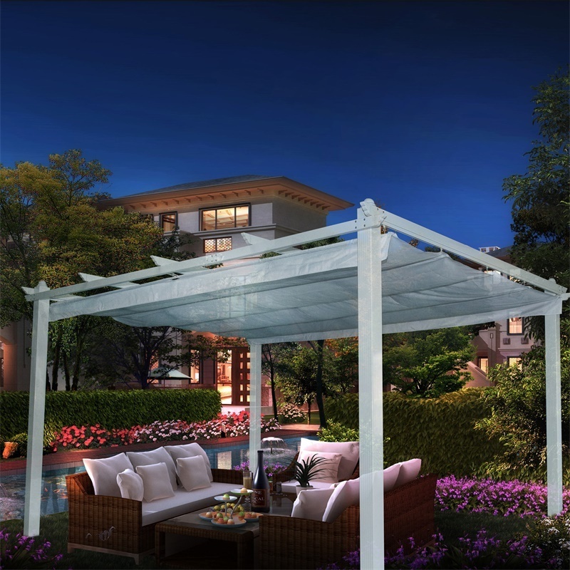 Outdoor waterproof sun shade wind resistant high strength retractable aluminum luxury   gazebo