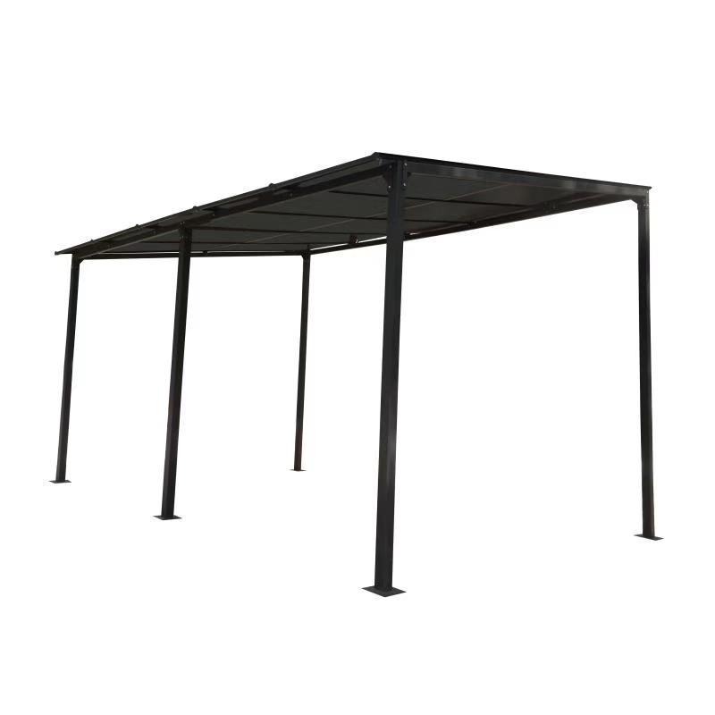 Garden  Metal gazebo  against the eaves with pc cover