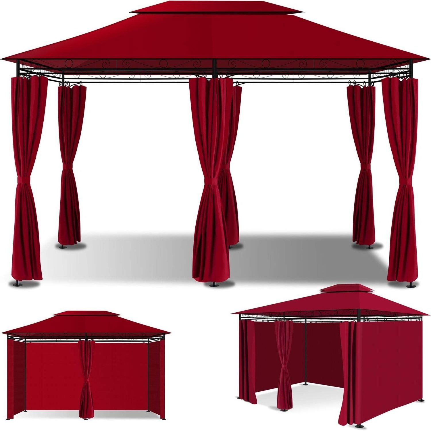 Gazebo 3 x 4 m LED Incl Side Walls with Zips with LED Lighting and dule Square