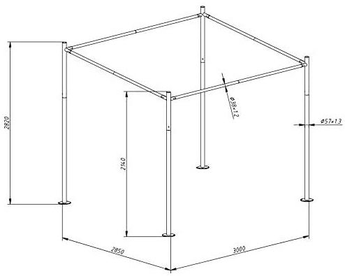 SORARA Milano Gazebo outdoor  Pavilion   lean against the wall  3*2.85M