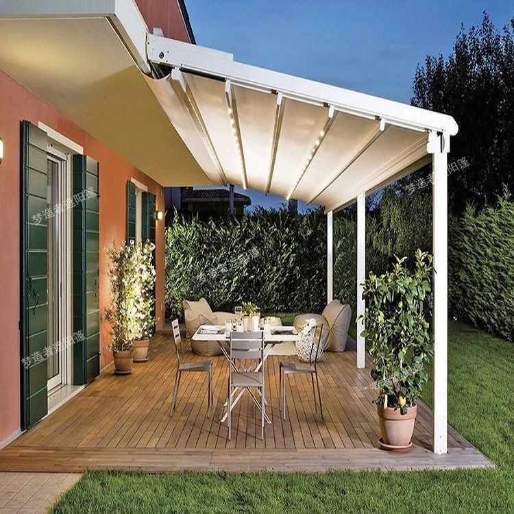 Aluminum Frame Outdoor Waterproof Pvc Canopies Polycarbonate Bioclimatic Garden Shelter Retractable Pergola With Led