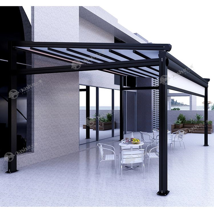 Aluminum Pergola Gazebo with Adjustable Roof Outdoor Pvc Fabric Metal Pergola Retractable Roof 6X6M Awning Pergola