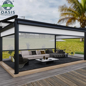 High quality commercial outdoor waterproof awning pergola automatic retractable pergola with side blinds