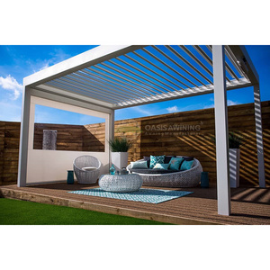 Gazebo Customized Electric Louvred Roof Strong Winds Garden Furniture Kits Metal Bioclimatic Pergola with adjustable louvers