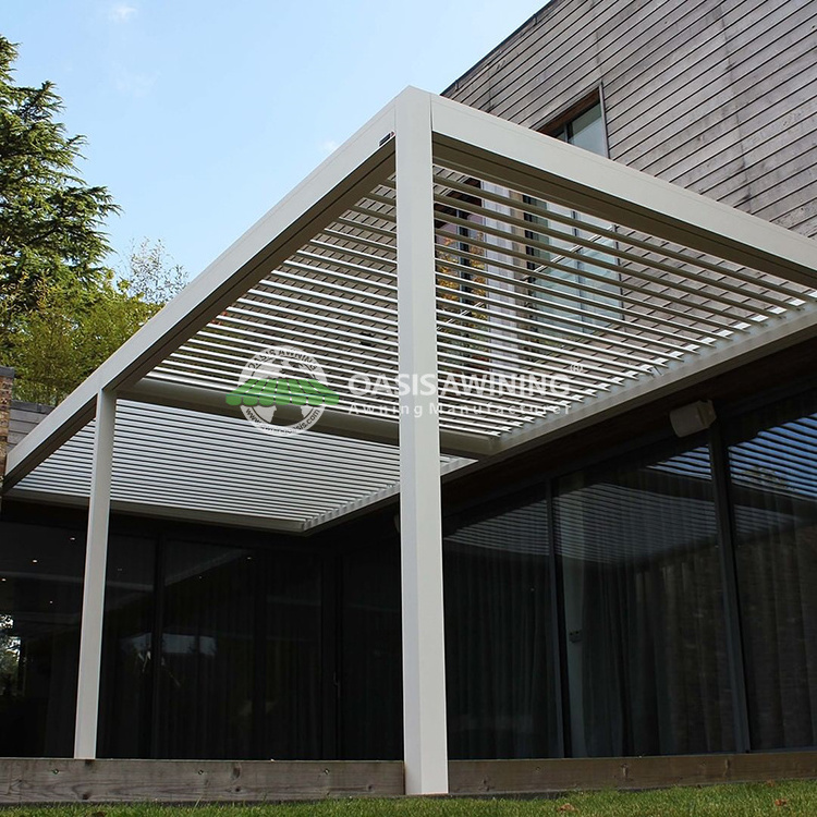 Gazebo Customized Electric Louvred Roof Strong Winds Garden Furniture Kits Metal Bioclimatic Pergola with adjustable louvers