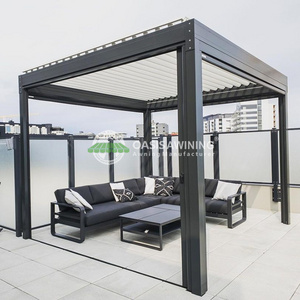 Custom Luxury Louver Roof Bioclimatic cheap Pergola Gazebo garden buildings Outdoor Furniture Garden Pergola With Led Lights