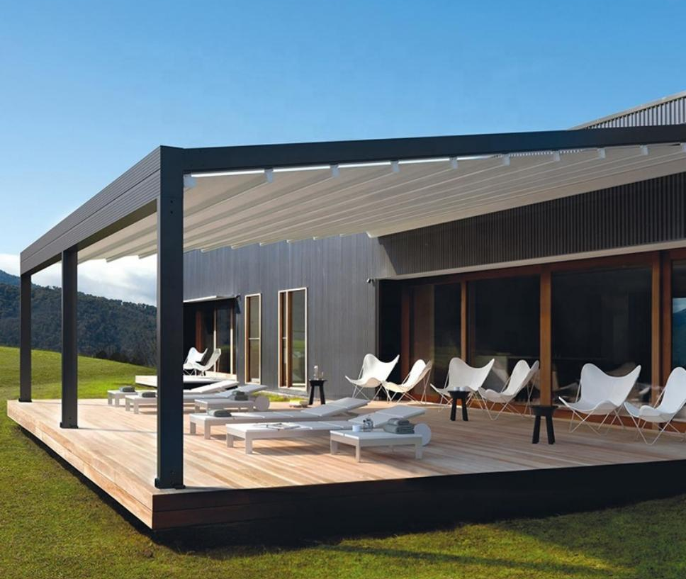 3x4m Aluminium pergola with sliding waterproof outdoor retractable canopy pergola