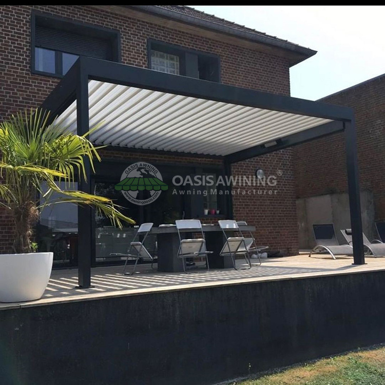 Manual Automatic Adjustable Louvre Roof System Gazebo Pergola Aluminium Bioclimatic Pergola Louver Roof