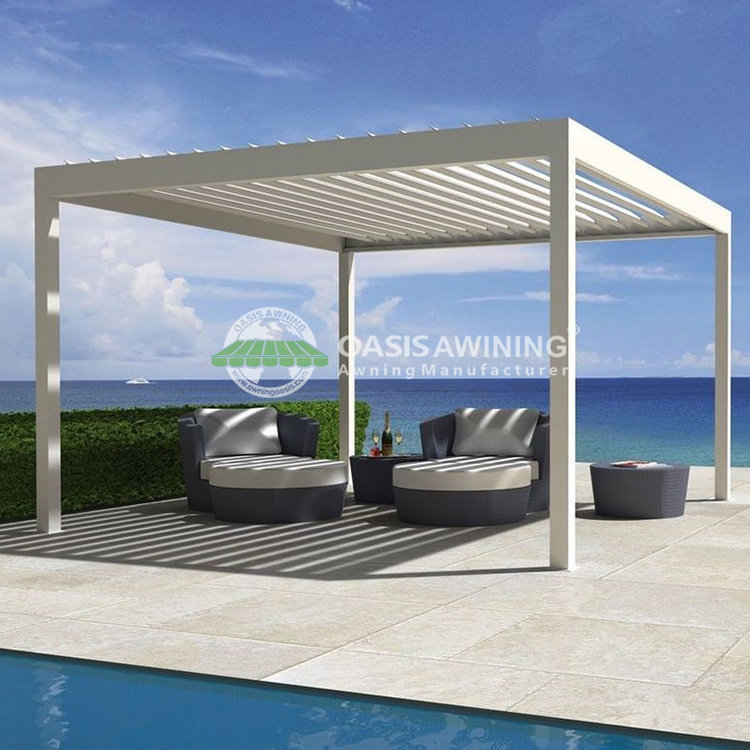 Waterproof motorized aluminum awnings pergola louver roof bioclimatic aluminium pergola