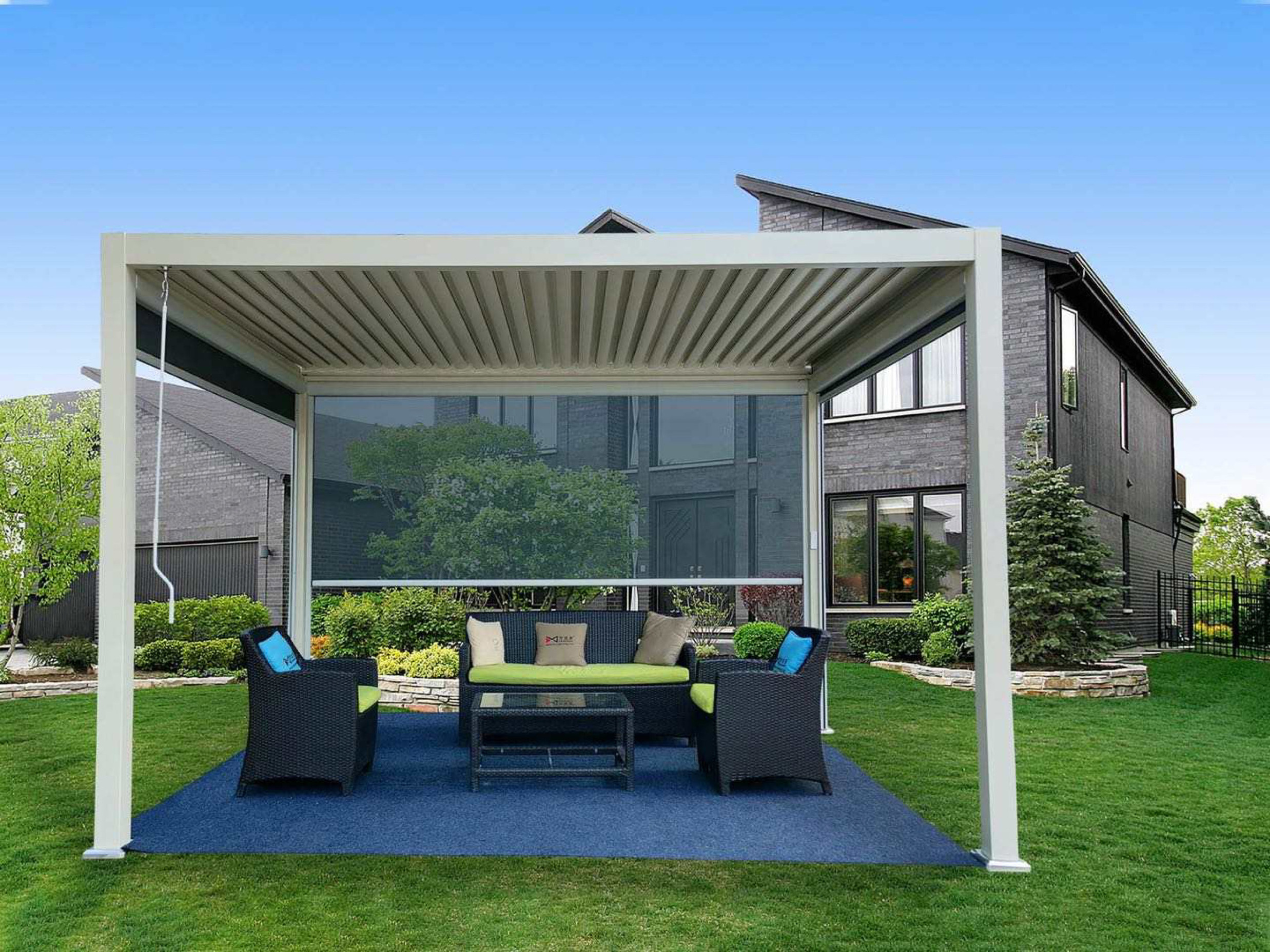 Waterproof motorized aluminum awnings pergola louver roof bioclimatic aluminium pergola