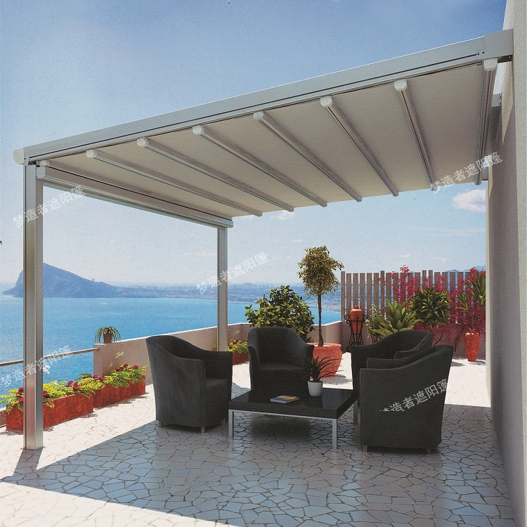 3x4m Aluminium pergola with sliding waterproof outdoor retractable canopy pergola