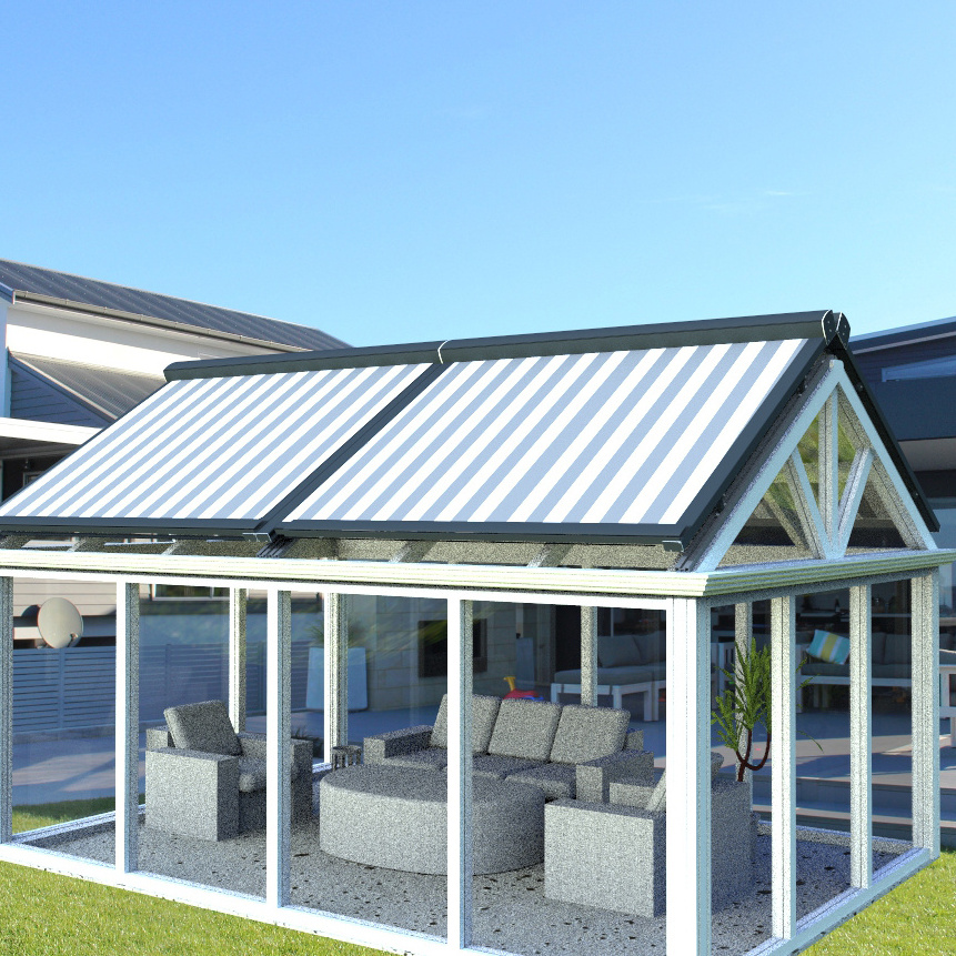 Motorized Patio High Quality Steel Outdoor Glass Conservatory Aluminum Roof Electric Pergola Retractable Awning Canopy