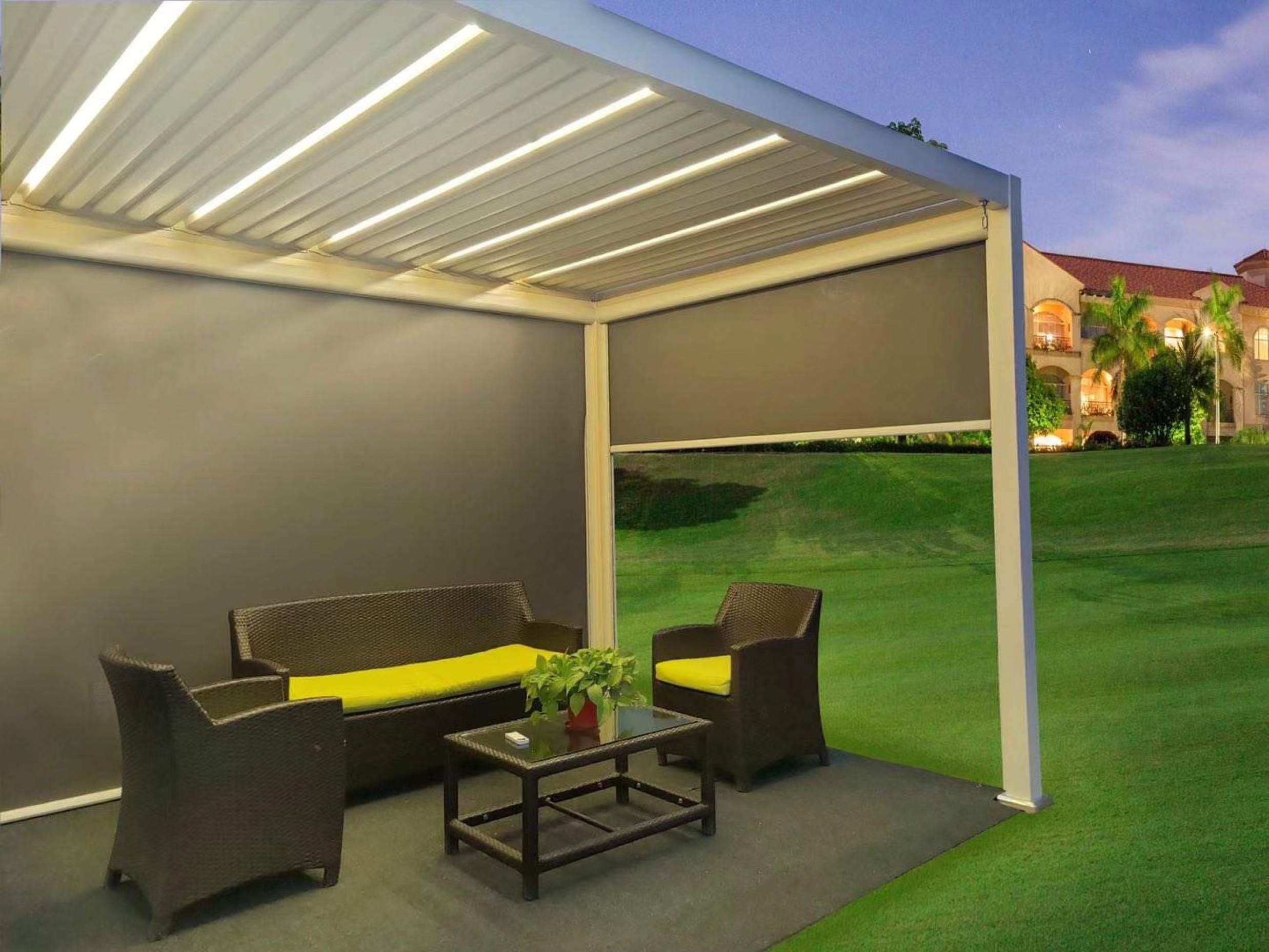 Waterproof motorized aluminum awnings pergola louver roof bioclimatic aluminium pergola