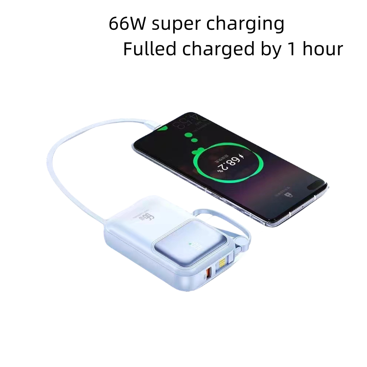 10000mAh Mobile Phone Charger With Cables Quick Banks Pass Through Charging 50000mah Power Bank Fast Charge High Capacity