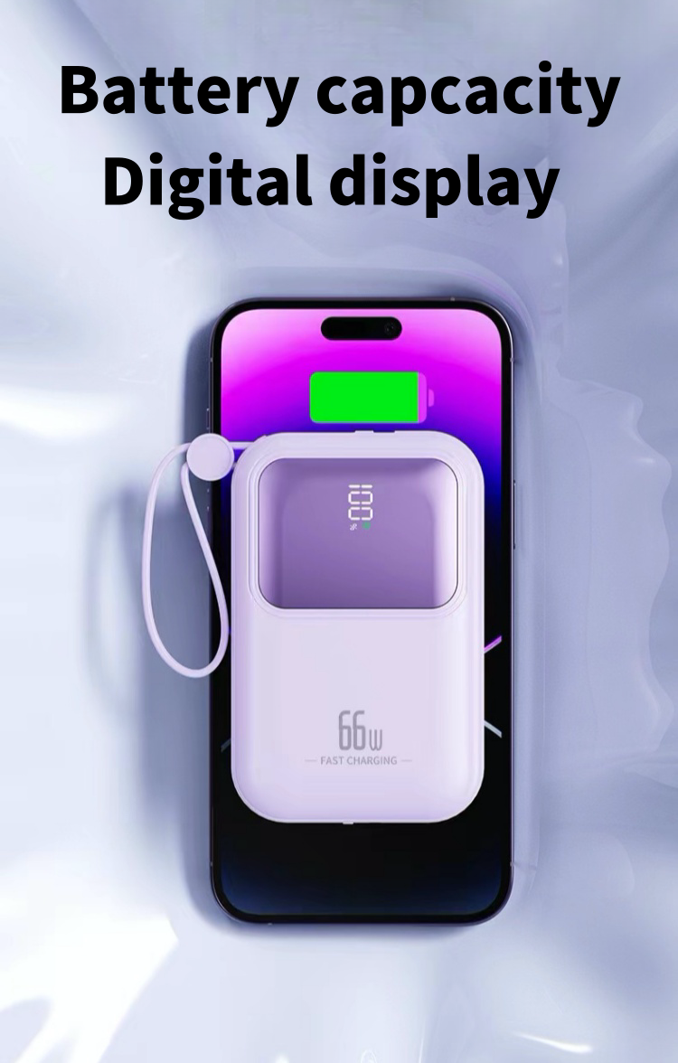 10000mAh Mobile Phone Charger With Cables Quick Banks Pass Through Charging 50000mah Power Bank Fast Charge High Capacity