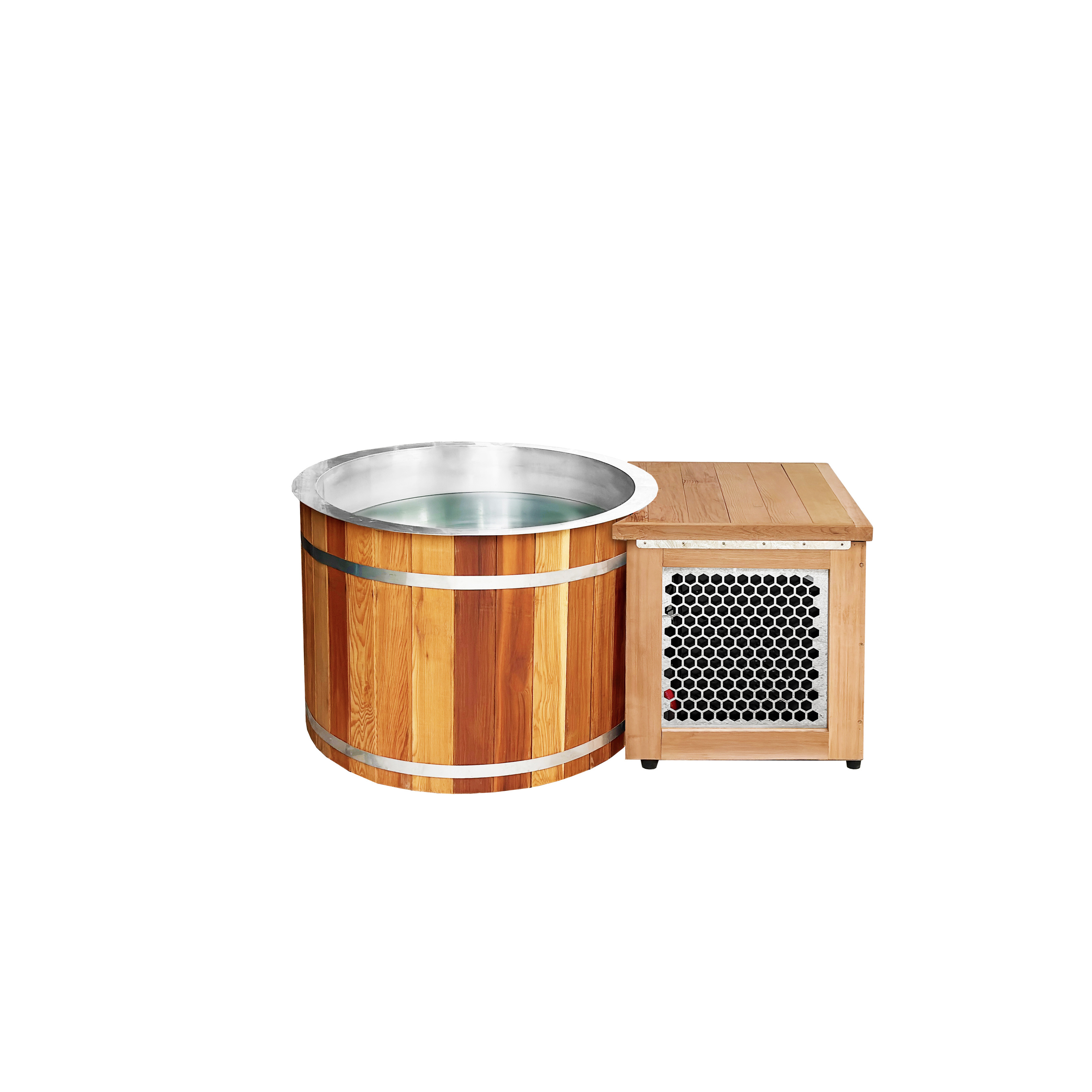 Factory Price Stainless Steel Canadian Red Cedar Wooden Ice Barrel Cold Plunge chiller tub large Ice Bath Tub