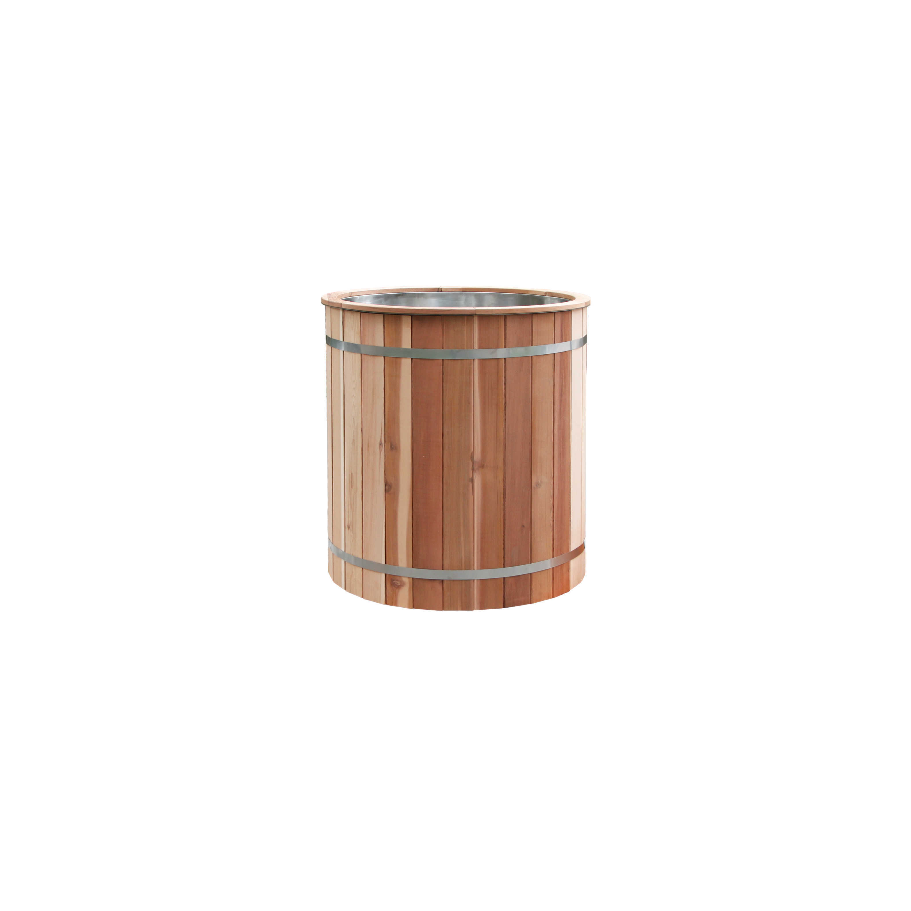 Outdoor Wooden ice bath cold plunge with stainless steel interior cold plunge barrel tub