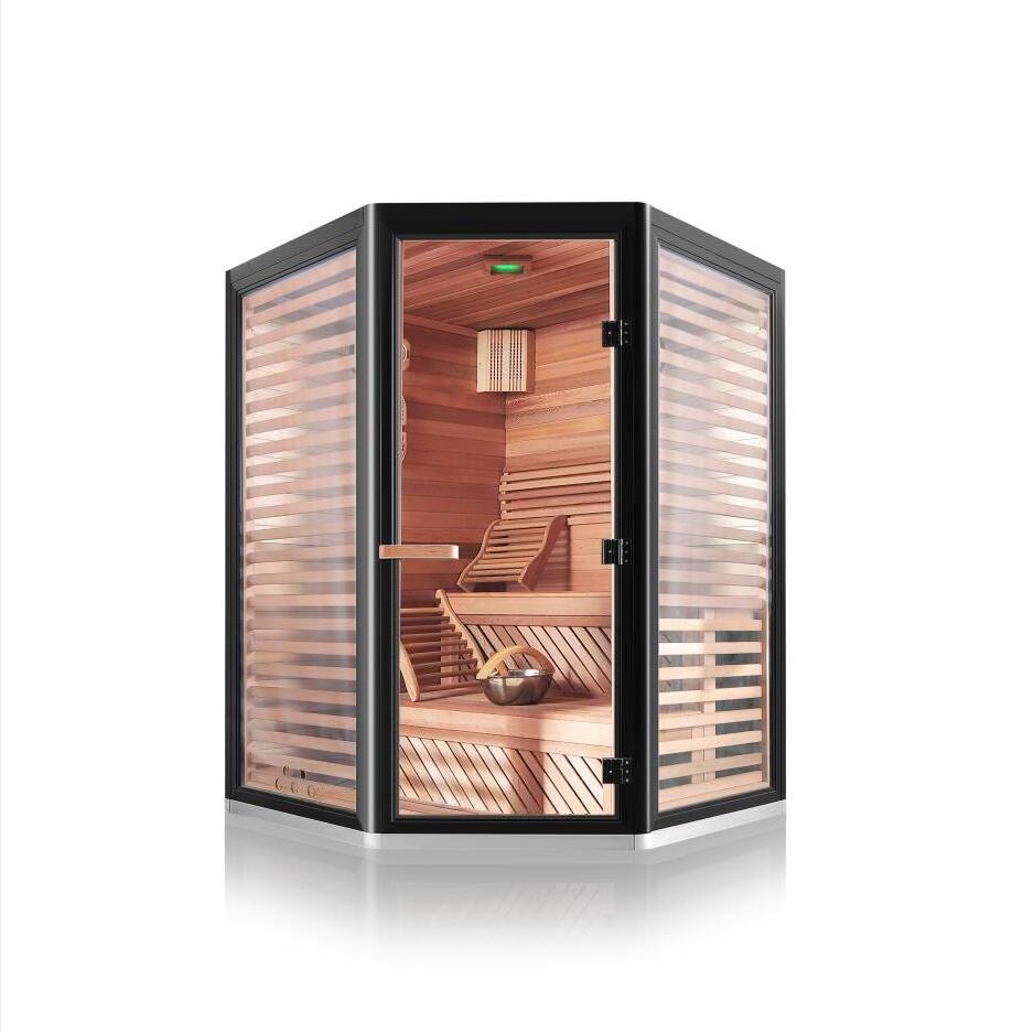 Wholesale high quality indoor traditional steam corner sauna room indoor Finnish sauna for 4-6 person