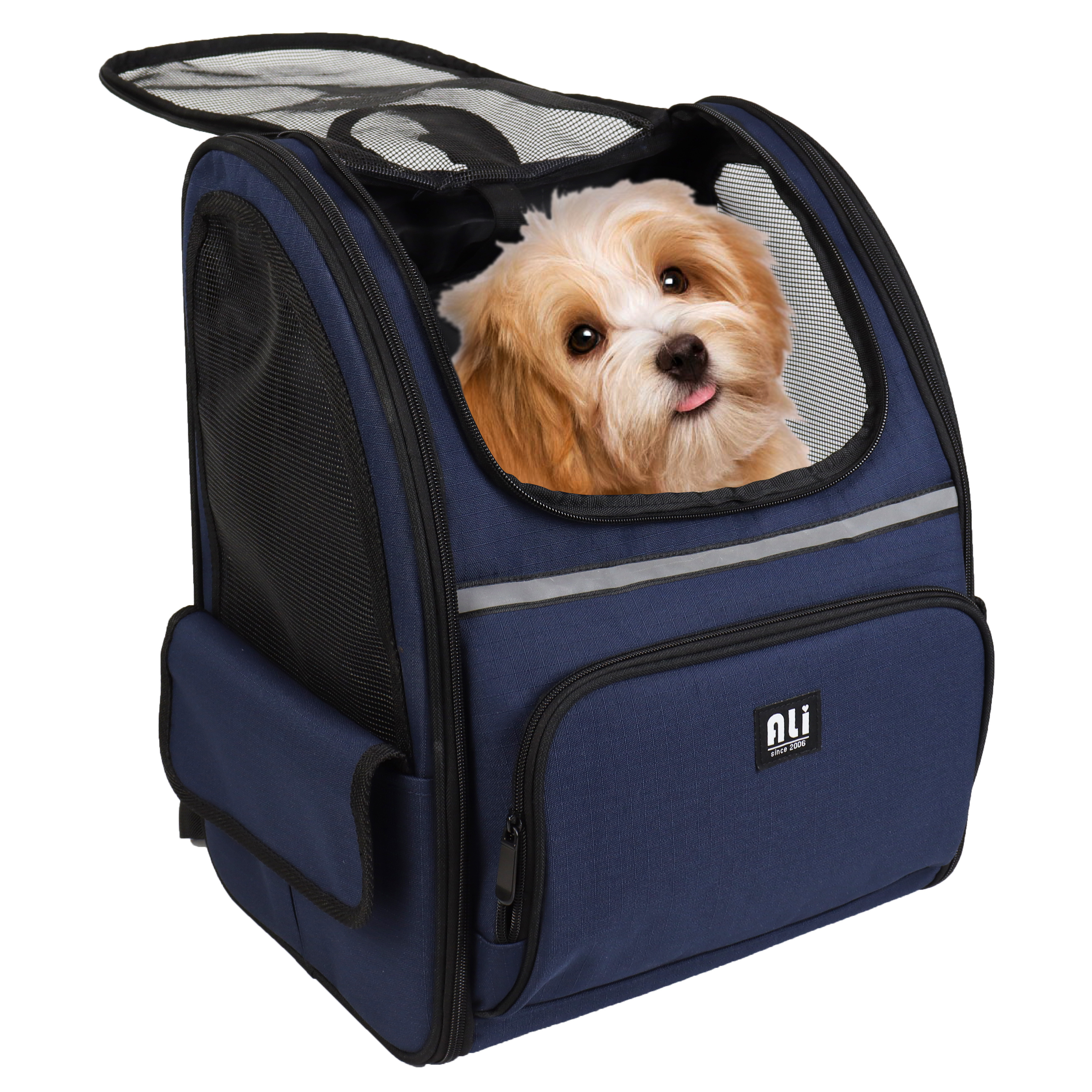 Obaili Pets Carrier Large Space Pets Supplies Multi-functional Foldable Rolling Luggage Dog Carrier Bag Backpack Pet