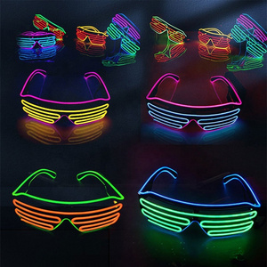 Factory direct neon el light up led glasses christmas light glow shutter style Luminous party glasses