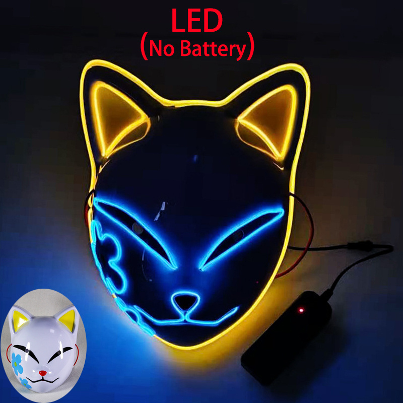 Wholesale 3 Color cosplay Japan Anime Demon Slayer Mask Led light up face Mask For Halloween