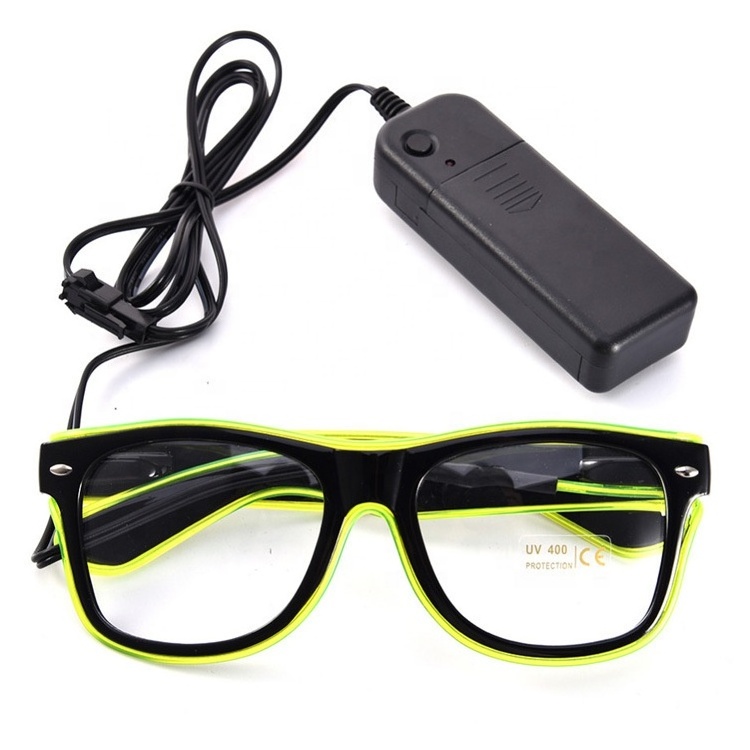 Factory direct Neon glasses glowing in the dark EL Wire glasses LED glasses Party decoration flashing lighting rave Sunglasses