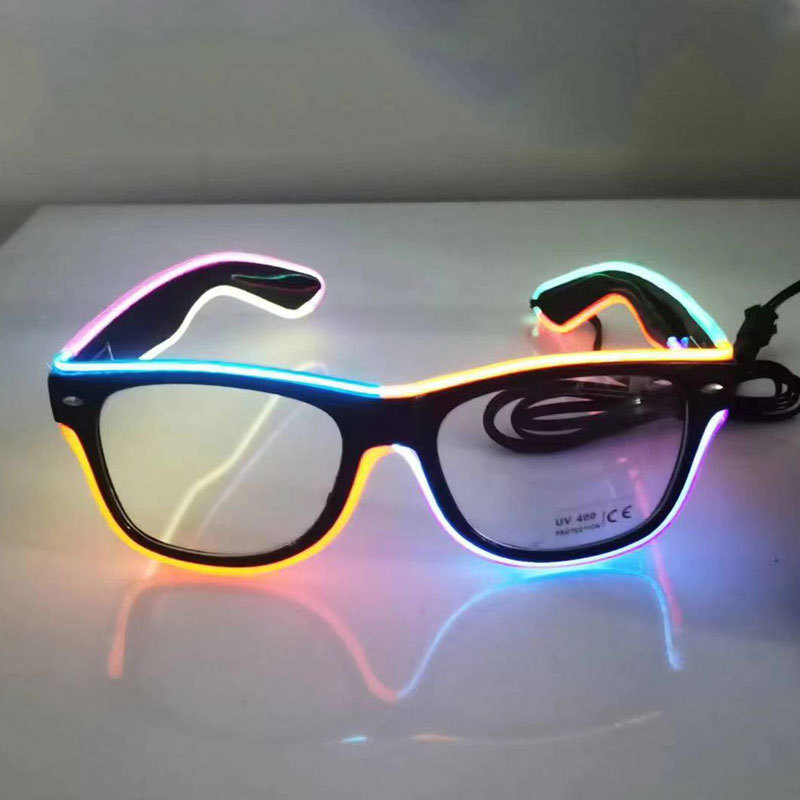 Factory direct Neon glasses glowing in the dark EL Wire glasses LED glasses Party decoration flashing lighting rave Sunglasses