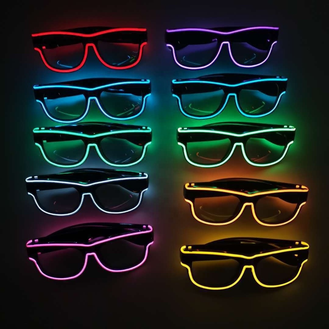 Factory direct Neon glasses glowing in the dark EL Wire glasses LED glasses Party decoration flashing lighting rave Sunglasses