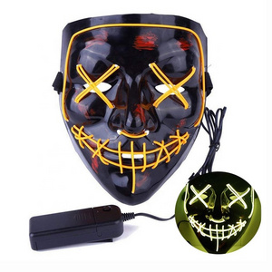 Halloween Party Costume Light Up Neon El Wire glowing in the dark LED Purge Mask