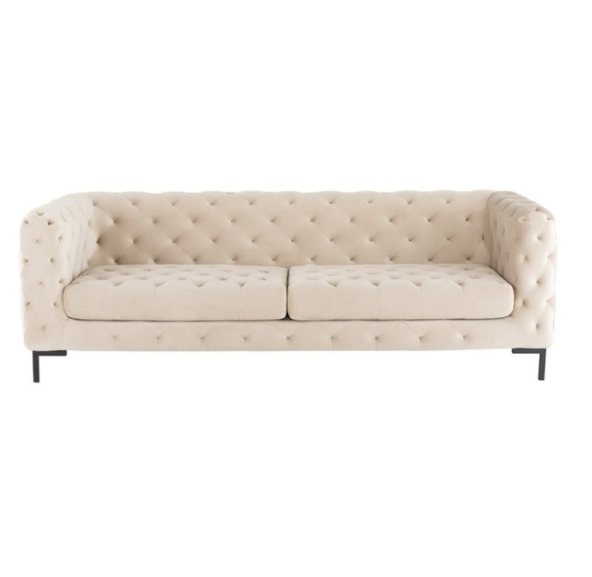 Elegant royal deep button tufted upholstery gold legs couch living room sofa modern