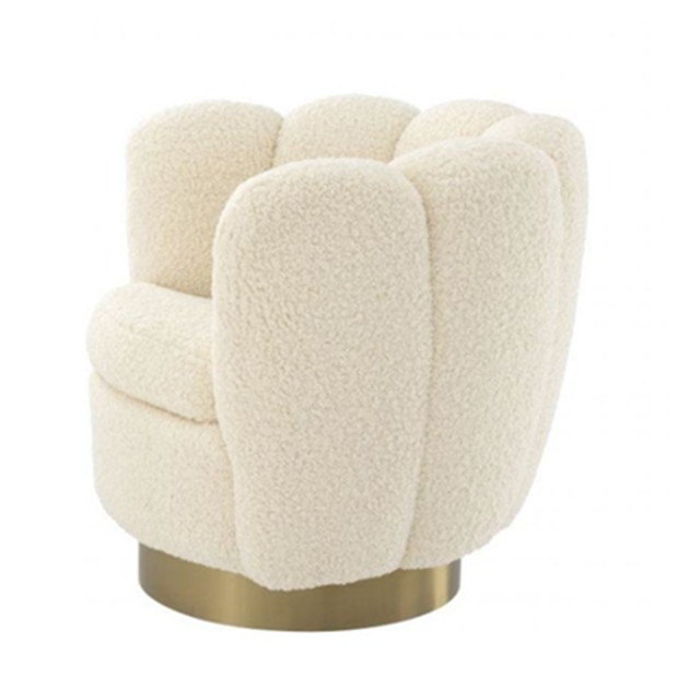 new design gold stainless steel base living room leisure chair,  channel back fabric swivel accent tub chair