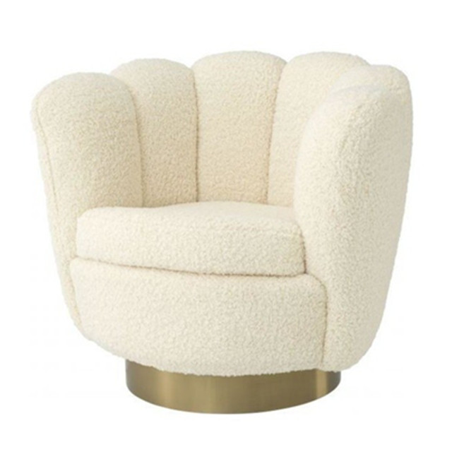 new design gold stainless steel base living room leisure chair,  channel back fabric swivel accent tub chair