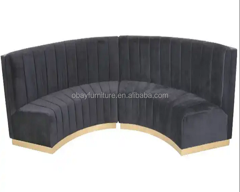 Modern event rental furniture supplier gold base black velvet upholstered hotel lounge wedding event sofa