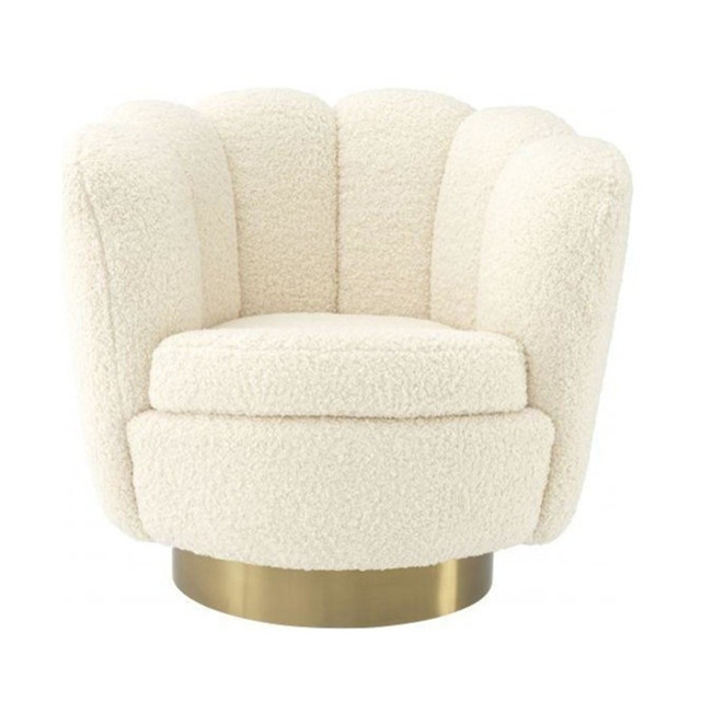 new design gold stainless steel base living room leisure chair,  channel back fabric swivel accent tub chair