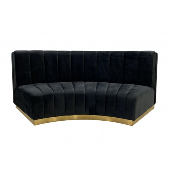 Popular style C shaped  gold base top quality wedding event rental royal sofa set furniture modern luxury curved velvet sofa