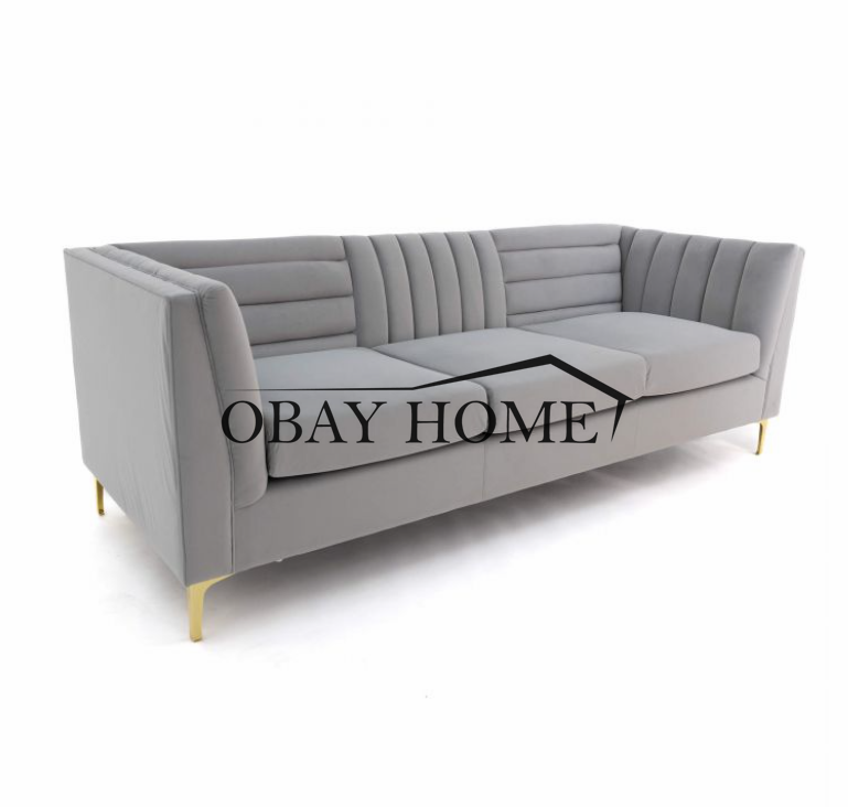 Hign end  luxury contemporary furniture modern white leather sofa with gold metal legs large size deep couch sofa for wedding