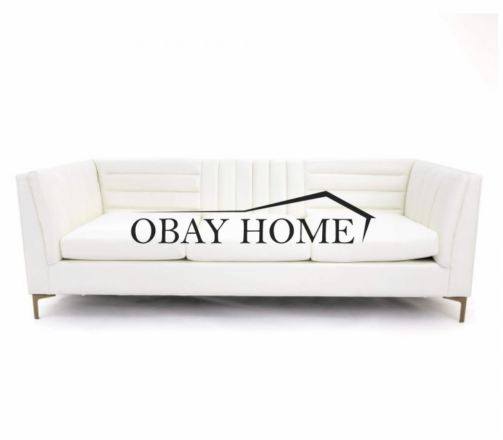 Hign end  luxury contemporary furniture modern white leather sofa with gold metal legs large size deep couch sofa for wedding