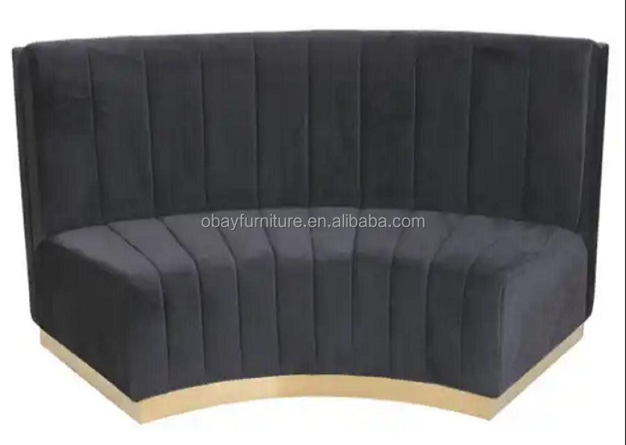 Modern event rental furniture supplier gold base black velvet upholstered hotel lounge wedding event sofa